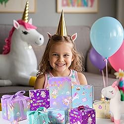 Titiweet Unicorn Wrapping Paper, 6 Large Sheets