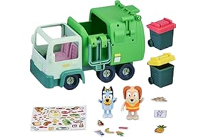 Garbage Truck - 2.5" Bluey and Bin Man poseable Figures with Playset, Multicolor