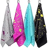 Peryiter 4 Pcs Golf Towels (16" x 24") with Clip Drip Lime Microfiber Fabric Waffle Pattern Towels for Golf Bags Absorbent Club Ball Cleaner Accessories and Gifts for Men Women(Vivid Color)