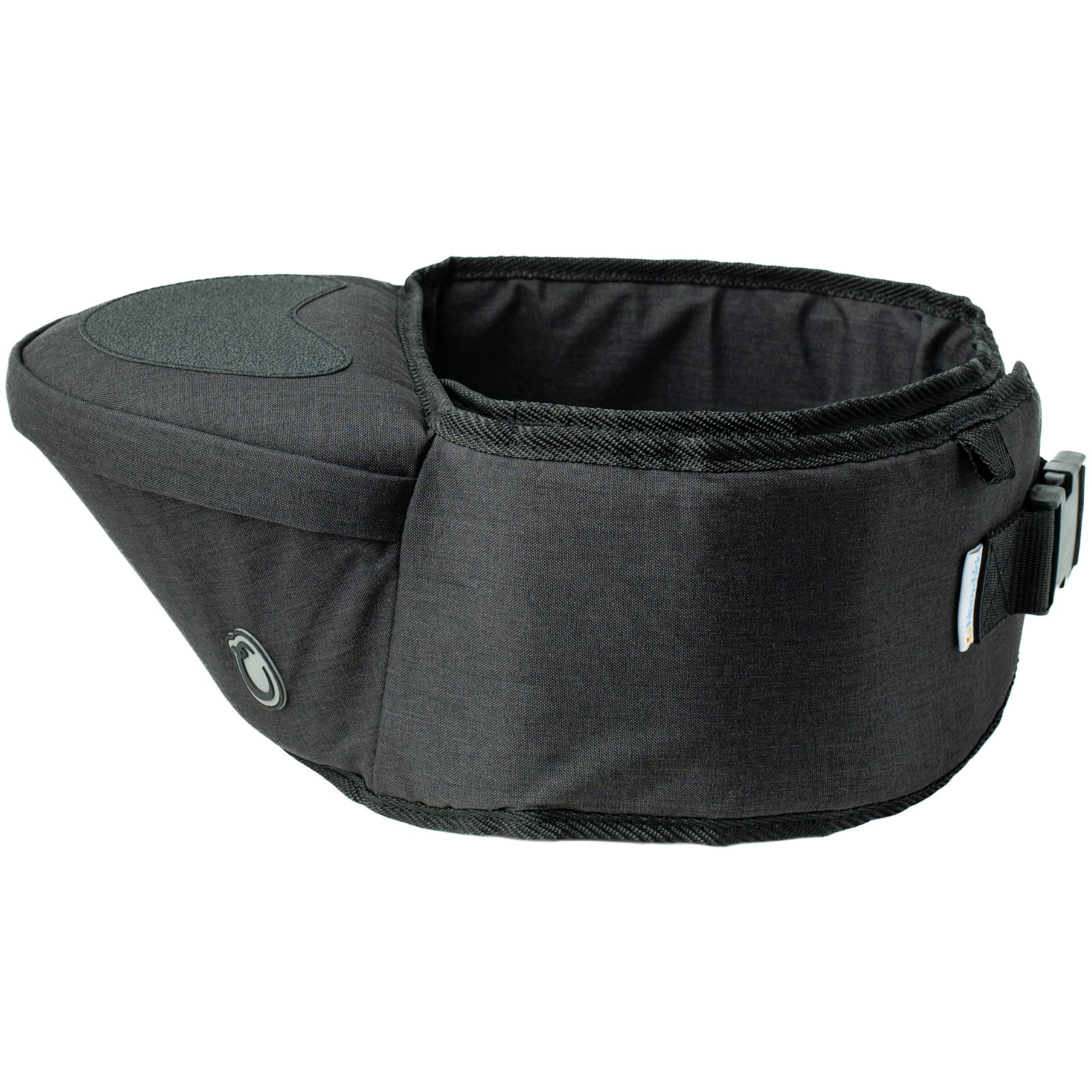 Hippychick Hipseat Baby Carrier, Lightweight Back-Saving Support Waist Stool, Adjustable Strap, Can Carry 6-36 Months Child, Denim Black