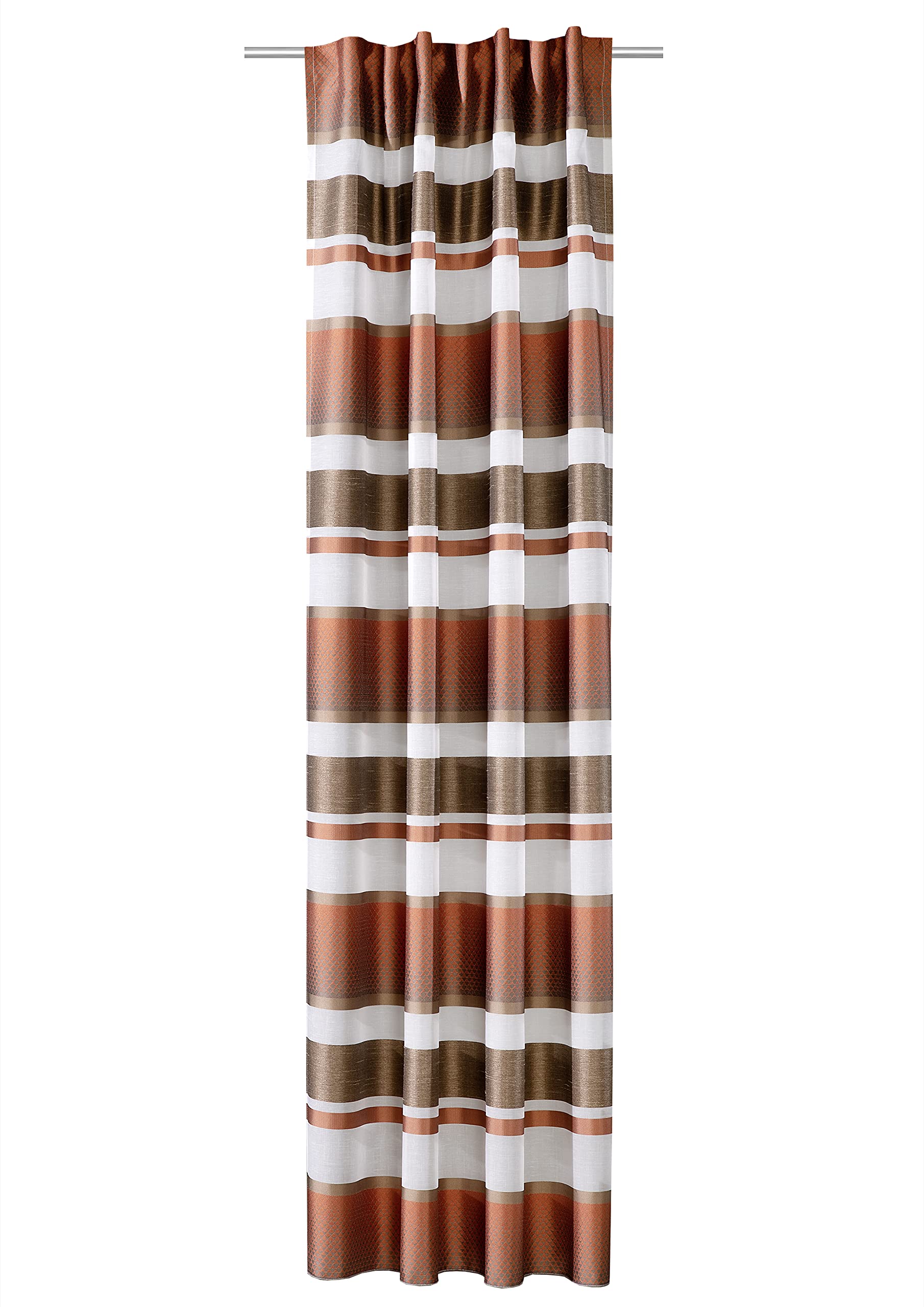 Verdi Fico Tab-Top Curtain 140 x 245 cm Copper Jacquard Horizontal Stripes