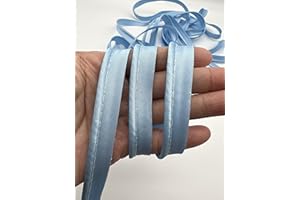 PEPPERLONELY 5 Yards 12mm (1/2 Inch) Polyester Satin Bias Piping Type, Bias Type with Cord, Piping Trim with Cord, Lip Cord Trim for Sewing Clothing Upholstery Trimming - Light Blue