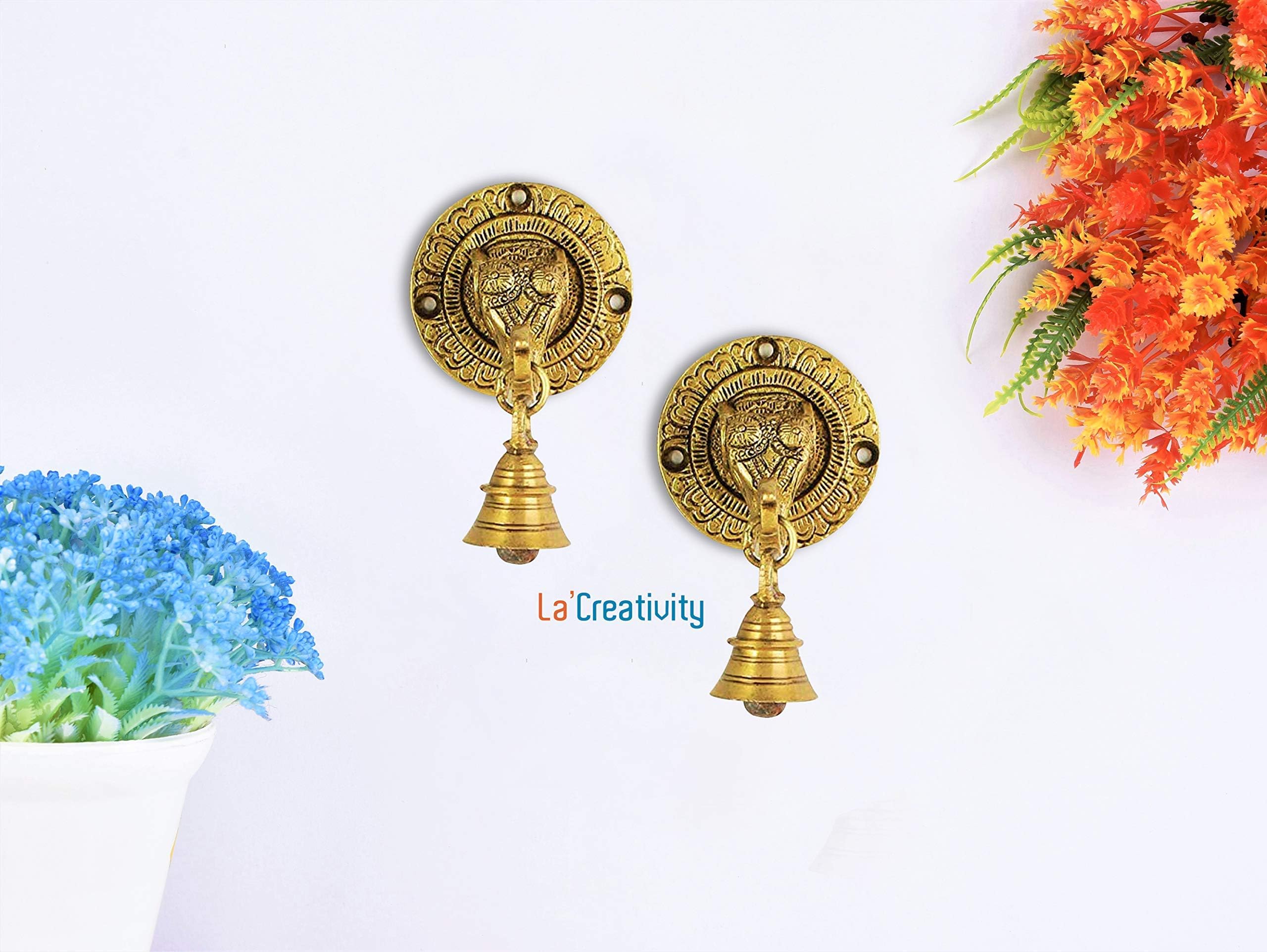 La creativity Elephant Face Wall & Door Brass Decorative Bell