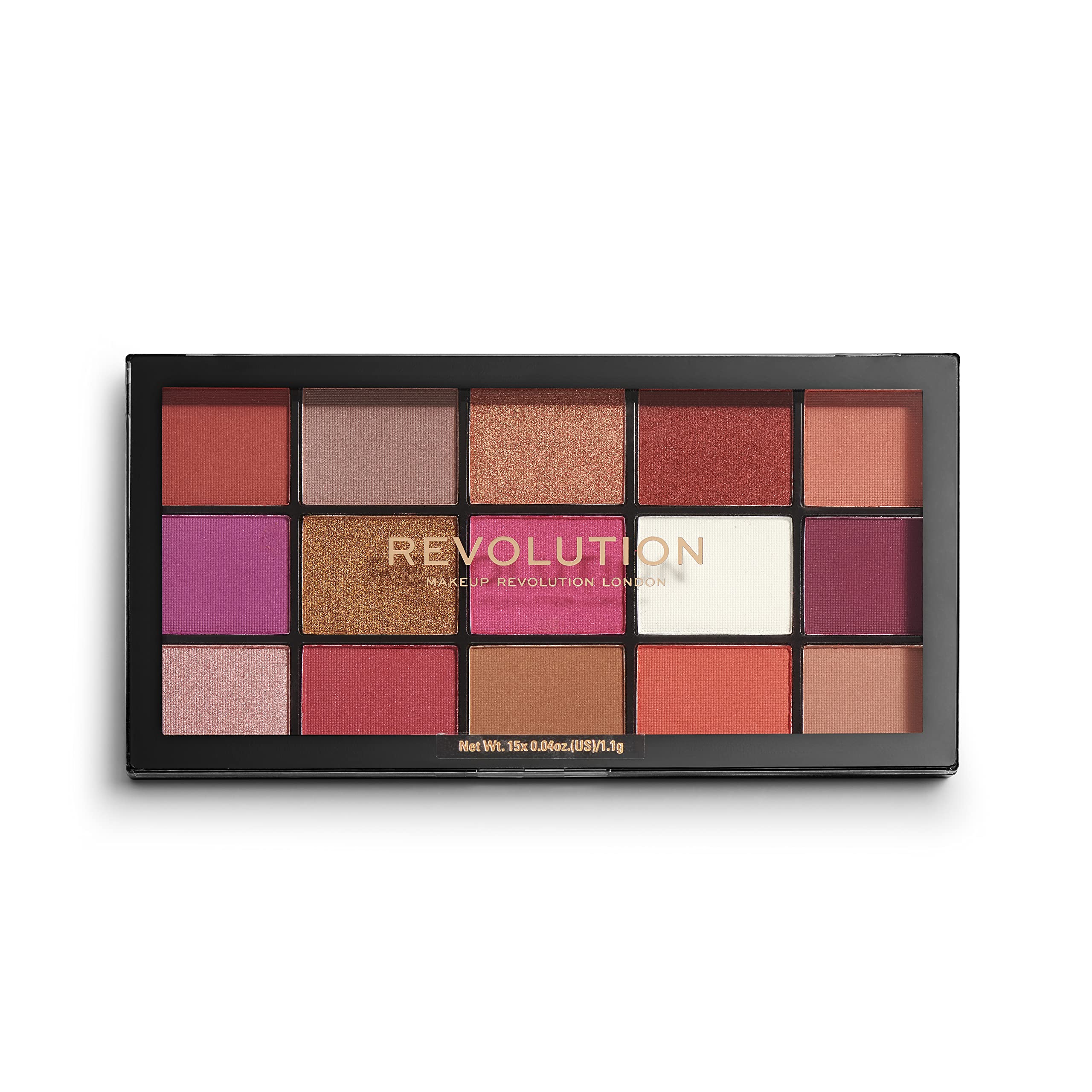 Revolution Beauty London Makeup Revolution, Reloaded Eyeshadow Palette, Red Alert, 15 Shades, 16.5 g