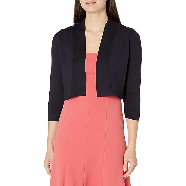 Calvin Klein Women's Three-Quarter-Sleeve Shimmer Shrug, Black 16