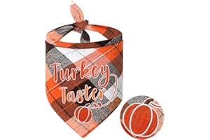 Malier Holiday Dog Bandana, Halloween Thanksgiving Classic Plaid Pet Bandana Embroidered Scarf Triangle Bibs Kerchief Pet Costume Accessories for Small Medium Large Dogs Cats Pets (Large, Style 4)