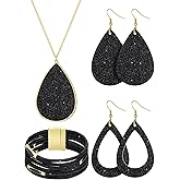 Hicarer 4 Pcs Jewelry Sets for Women Glitter Necklace and Earring Set Multi Layer Bracelet Costume Jewelry Sets for Bridal Shower Wedding
