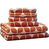 Intelligent Design Lita Cotton Bathroom Towels , Jacquard Highly Absorbent Bath Towel Set , 6-Piece Include 2 Bath Towels & 4 Hand Towels , Orange Grey