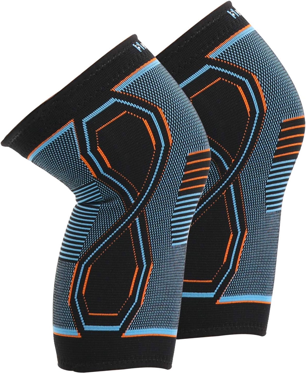 Hykes Men's and Women's Compression Support Sleeve Knee Cap for Pain Relief (Material: Nylon & Spandex, Color: Multi-Color, Size: Medium) - Pair