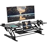 VIVO 48 inch Height Adjustable Large Stand Up Desk Converter, V Series, Quick Sit to Stand Tabletop Dual Monitor Riser Workst