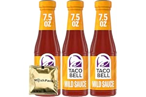 Taco Bill Mild Sauce Bottle, 3 Pack Taco Sauce Condiment Seasoning for Tacos Salad Chips Quesadilla Chicken Tex Mex Burritos and More, 7.5 Ounces Each with Nosh Pack Mints