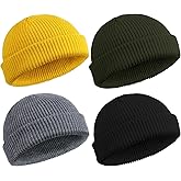 SATINIOR 4 Pieces Trawler Beanie Watch Hat Roll up Edge Skullcap Fisherman Beanie Unisex