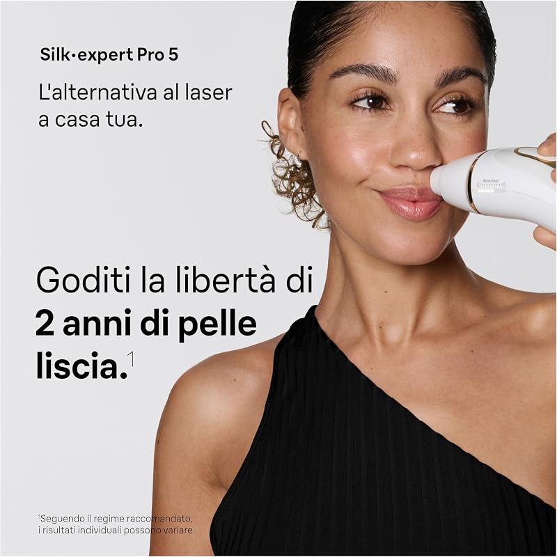 Silk·Expert pro 5 Epilatore Luce Pulsata, Testina, Rasoio, PL5110 Oro