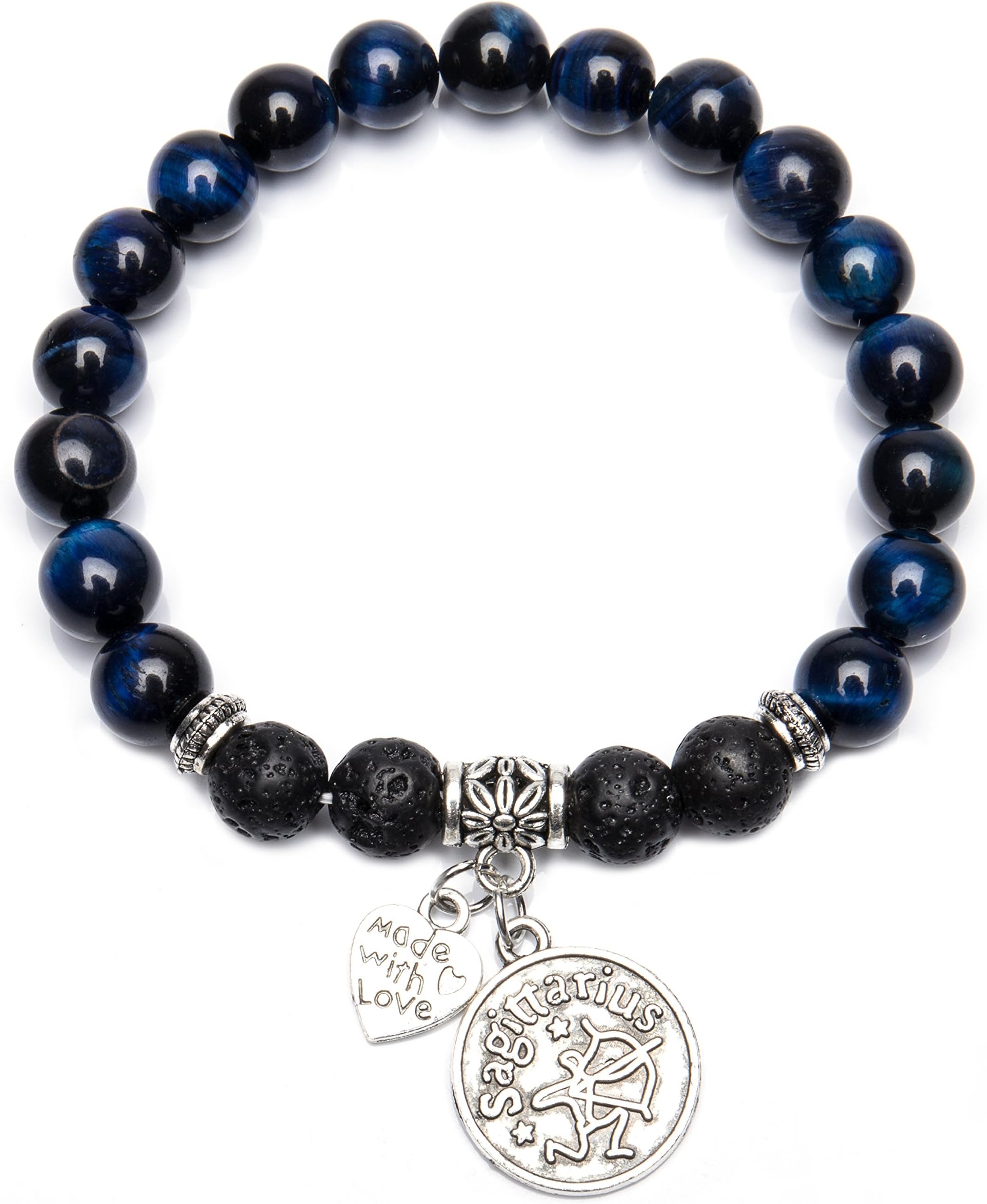 Bivei Retro 12 Zodiac Sign Bracelet Constellation Lava Stone Essential Oil Diffuser Healing Crtystal Gemstone Beaded Charm Bracelet