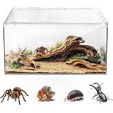 AZV Escape-Proof Tarantula Enclosure,5.27 Gallon Clear PC Reptile Terrarium | Pre-Assembled Hermit Crab Tank with Magnetic Lid,Top &amp; Side Ventilation,360&deg; View,Easy-Clean Seamless Habitat for Small Pets