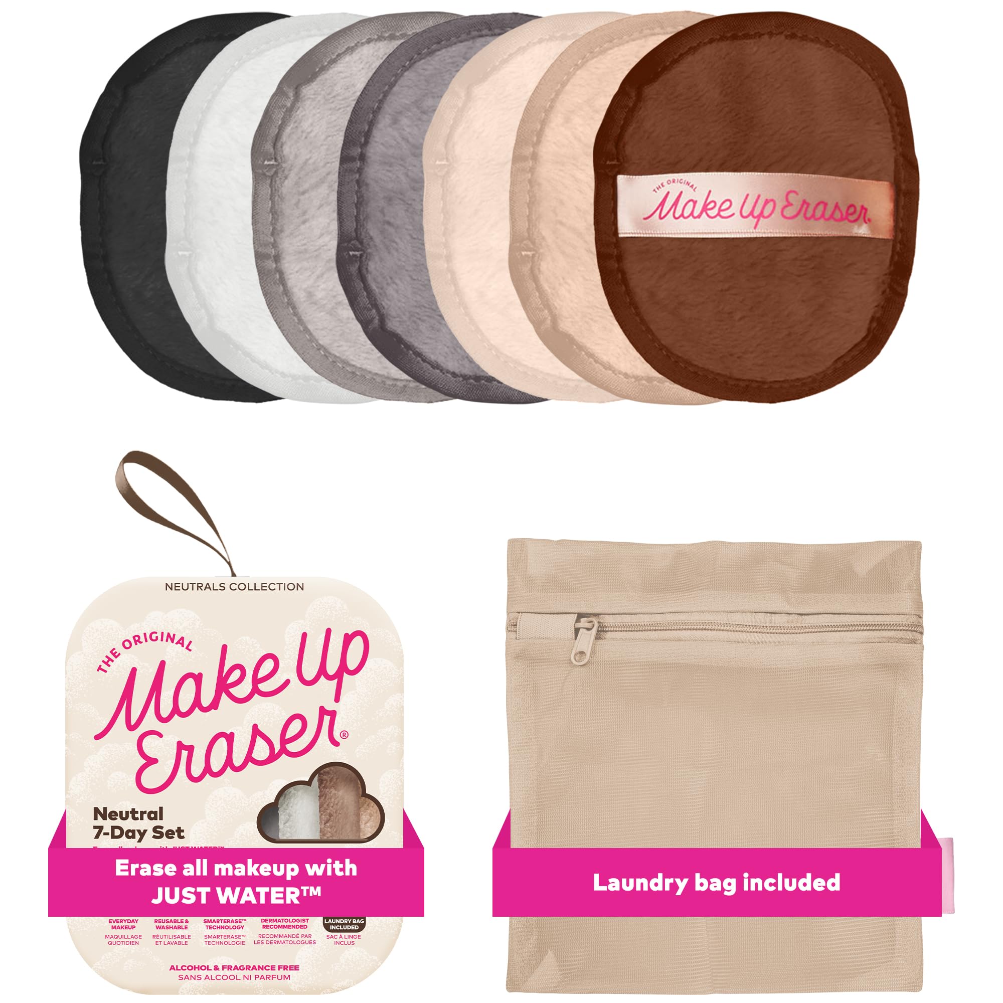 The Original MakeUp Eraser, 7-Day Set, Erase All Makeup with Just Water, Including Waterproof Mascara, Eyeliner, Foundation, Lipstick, Sunscreen, and More! 7ct