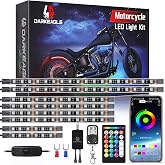 LD DARKEAGLE 8PCS Motorcycle RGB LED Light Kits with APP/RF Remote, Multicolor Underglow Lights with Brake Turn Signal, 12V Waterproof Dual Zone Strip for Sport Bike, Cruiser, Street &amp; Dirt Motorcycle