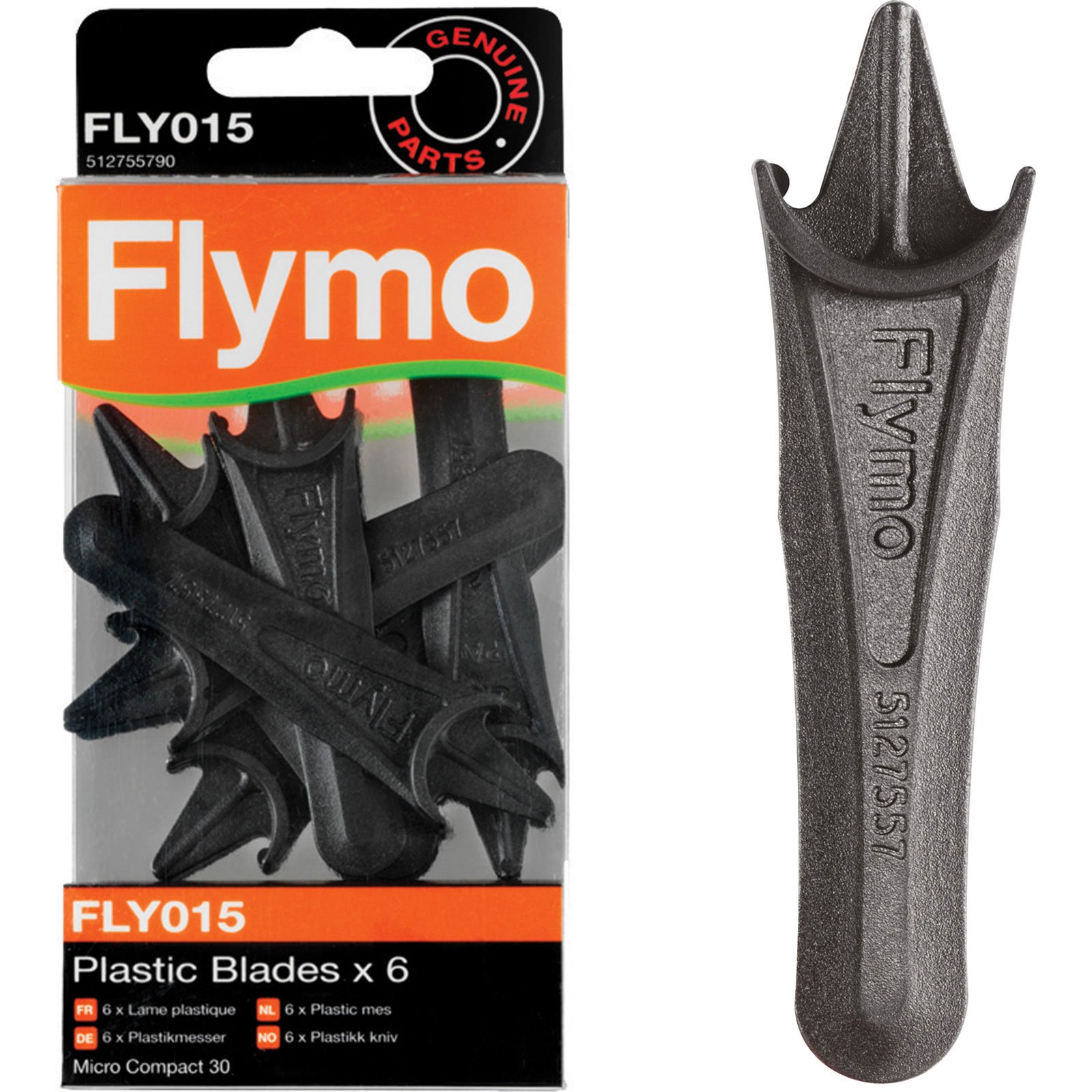 Flymo FLY015 Plastic Lawnmower Blades to Suit Micro Compact 30 - (Pack of 6)