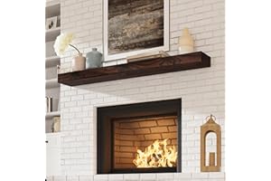 Eshoma 60 Inch Handcrafted Wood Mantle Shelf - Floating Fireplace Mantel for Wall Decor - Rustic Brown