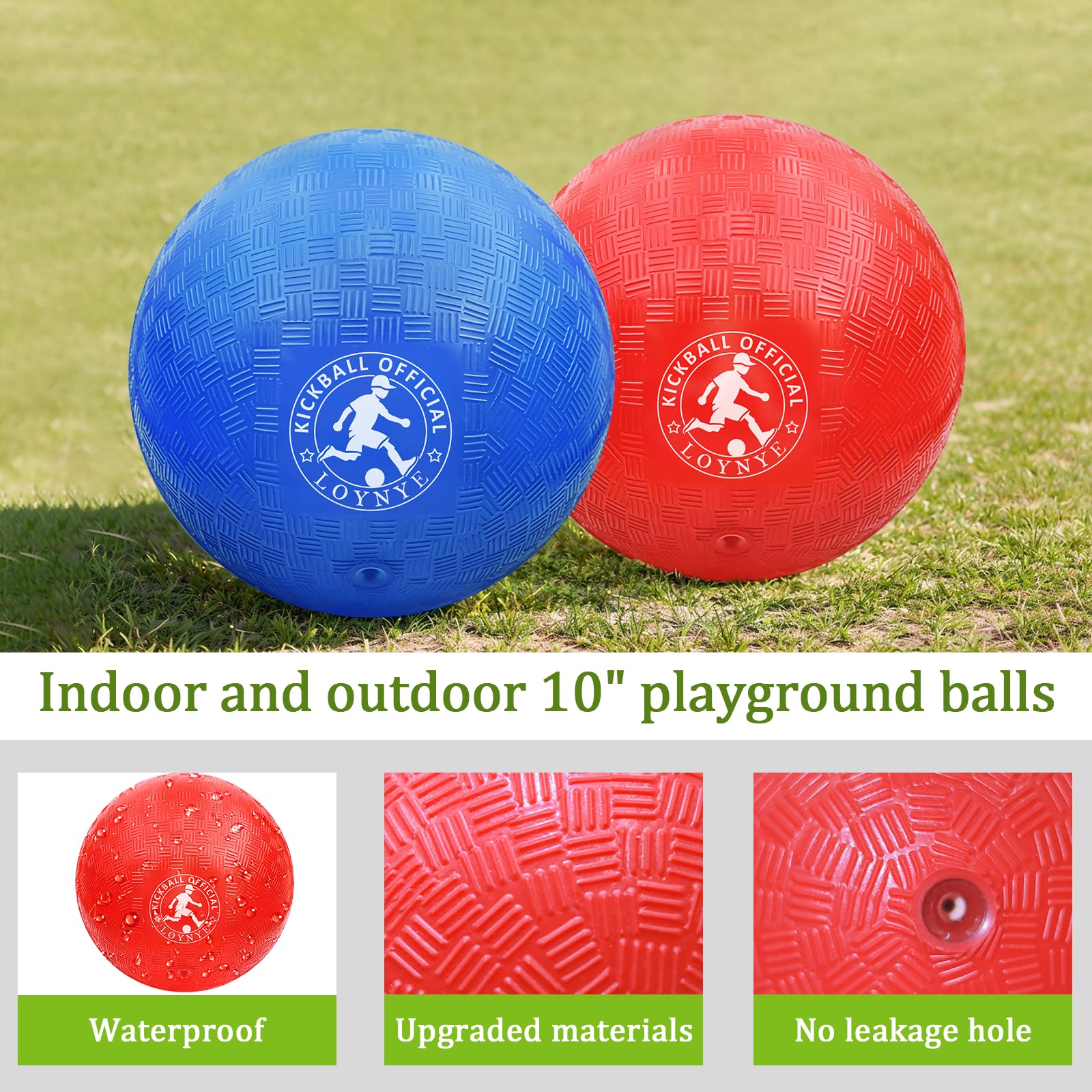 10 Inch Dodgeball Balls Playground Ball Kickball, Dodge Balls for Kids, Kickballs Handball for Indoor Outdoor Games Four Square Balls, Includes Pump