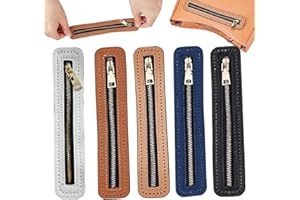 5Pcs Zippers for Bags and Purses, 7x1 Inch PU Leather Crochet Zipper with Holes, Sewing Supplies for DIY, Jeans, Handicraft