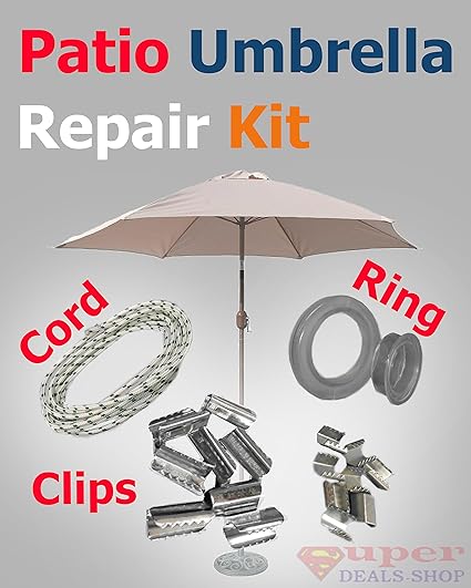S-D-S Furniture Patio Umbrella Replacement Kit - Table Top (Hole Ring and Cap), Cord String and Clips, Repair Patio Garden Deck Pool Lawn Lounge Porch Yard Outdoors Super-Deals-Shop