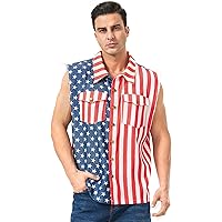 American Flag Denim Vest for Men, 4th of July Patriotic
