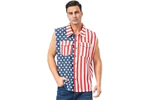 Boveco American Flag Vest for Men 4th of July Patriotic Top Sleeveless Jacket Overalls USA Independence Day Oversized