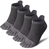 VWELL Cotton Toe Socks Five Finger Socks No Show Crew Athletic Running Socks 4 Pairs,Size 7-11
