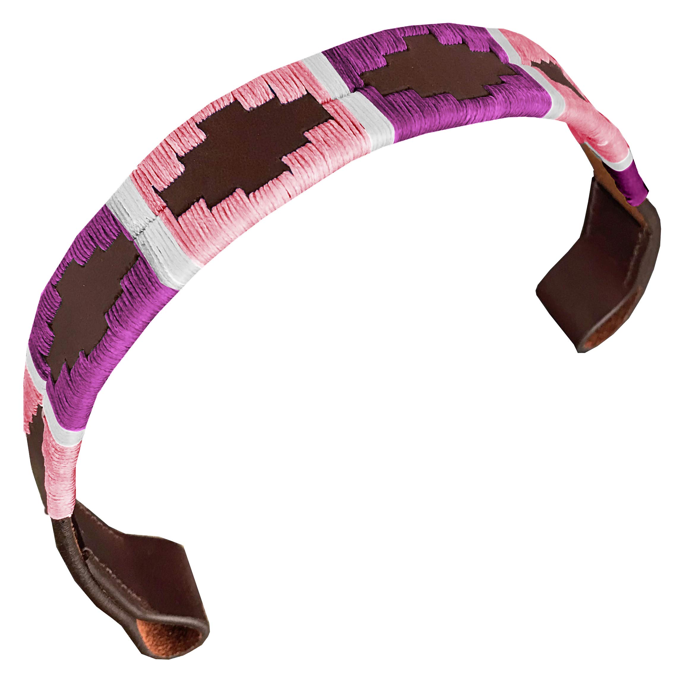 Carlos Diaz Designer Genuine Leather Waxed Embroidered Gaucho Polo Horse Bridle Browband (Pony 14 inches)