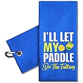 ERHACHAIJIA Let My Paddle Do The Talking Embroidered Pickleball Sports Towel with Clip. Funny Pickleball Gifts for Men Women Pickleball Lover, Birthday Retirement Mother's Day