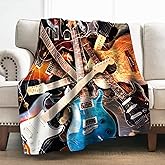 Levens Music Guitar Blanket Gifts for Men Women Girls Boys, 60"x50" Guitar Throw Blanket Rock Instrument Decor for Couch Home Bedroom, Soft Cozy Lightweight Christmas Birthday Gifts for Music Lovers