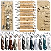Sayglossy 36 Sets Team Appreciation Gifts Bulk Employee Appreciation Month Inspirational Bamboo Pens with Silicone Keychains Teamwork Thank You Cards for Groups of Employee Staff Nurse Teacher