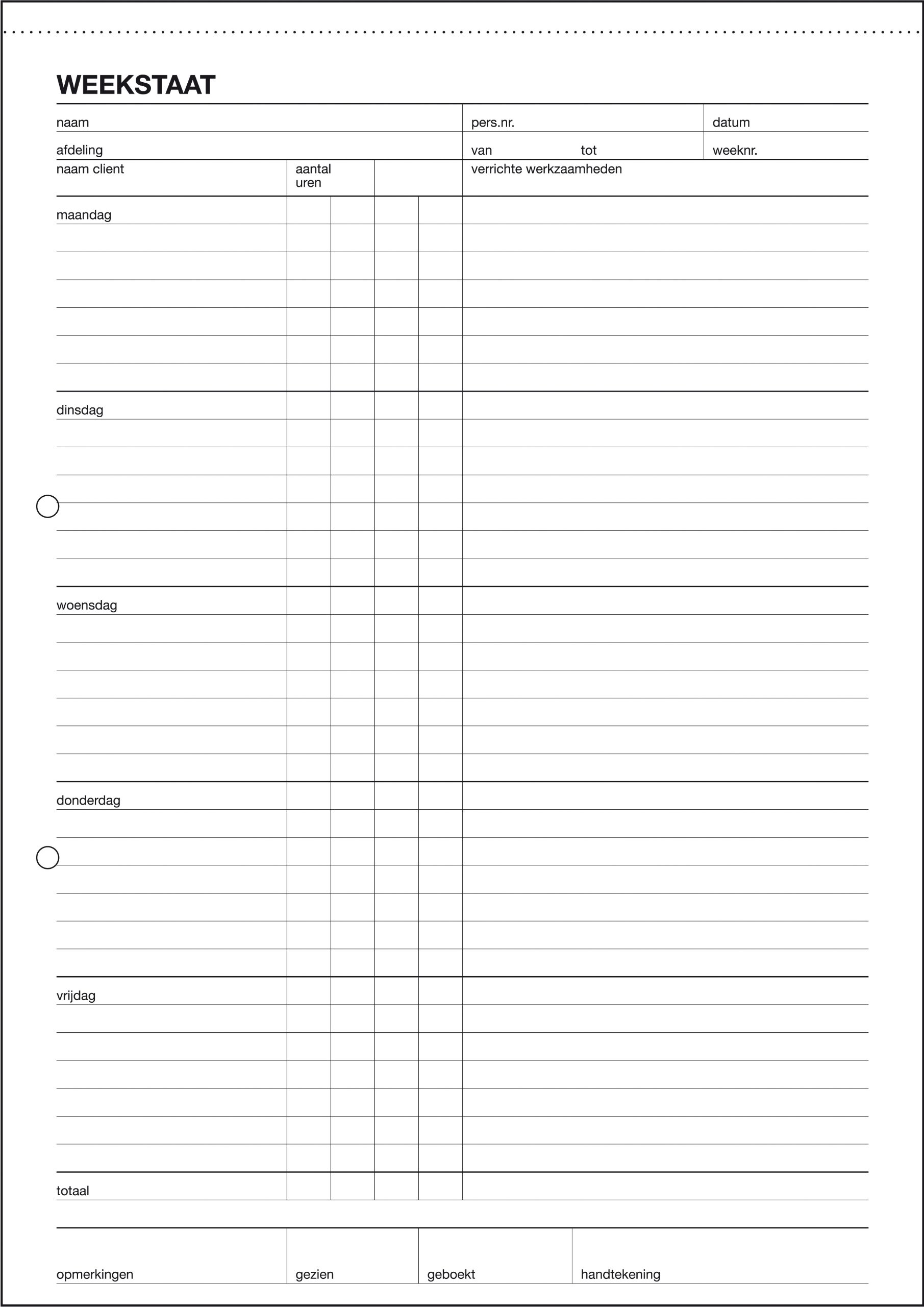 SIGEL Expres 30256 Weekstaat Dutch Weekly Bill A4 50 Sheets