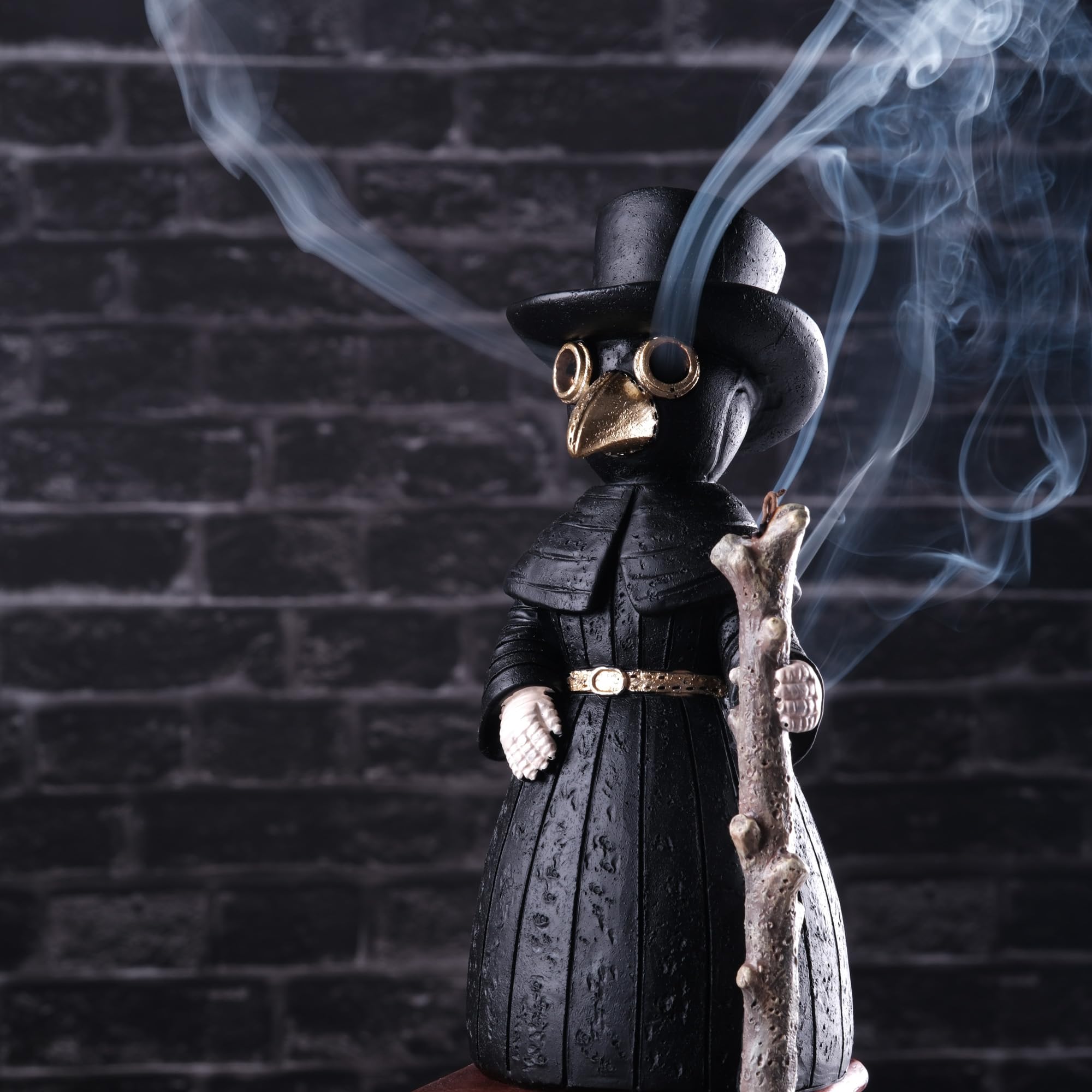 2024 Upgrade Plague Doctor Incense Holder, Plague Doctor Cone Burner Eyes Will Smoke, Handmade Craftfor Desktop Resin Ornament for Home Decoration, Effective Stress & Anxiety Relief. (Large Doctor)