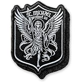 St Michael Hook and Loop Patch Saint Michael Catholic Christians Religious Faith Hook &amp; Loop Embroidery Patch for Caps, Backpacks, Jackets, Uniform DIY Patches Gifts 3 Inches