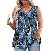Plus Size Tanks Women Summer Top V Neck Sleeveless Top Loose Fit Tee Workout Shirts