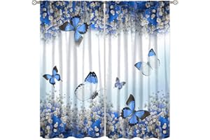 SENRUEGT Butterfly Girl Bedroom Curtains, Spring Botanical Floral Teen Kids Bedroom Window Treatments,Nature Landscape Scenic Printed Bedroom Living Room Kitchen Drapes 42x63in