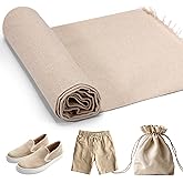 Caydo Creamy Color Linen Needlework Fabric, 62 by 19 Inch Linen Fabric by The Yard for Garment Making, Tablecloth and Home Decoration