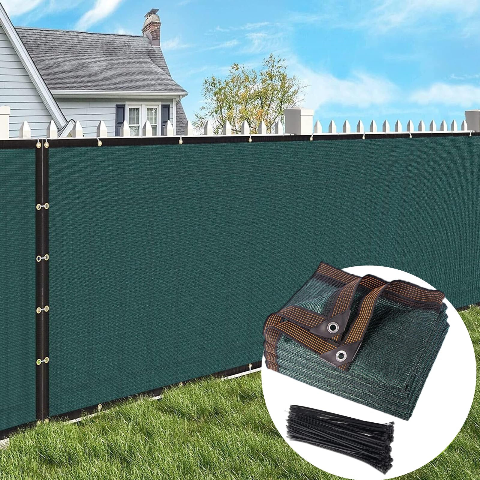 Gekufa Privacy Netting 1.5mx10m Garden Screening 130g/m² Fence Screening 90% HDPE Outdoor Shading Net UV-Resistant Tear-Resistant Windbreak Netting with Cable Ties and Eyelets