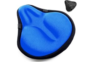 Bike Seat Cover, HUIOK Wide Gel Exercise Bike Seat Cushion for Women Men Comfort, Fits Spin, Stationary and Cruiser Bikes, Indoor Outdoor Cycling, Water Dust Resistant Cover Included