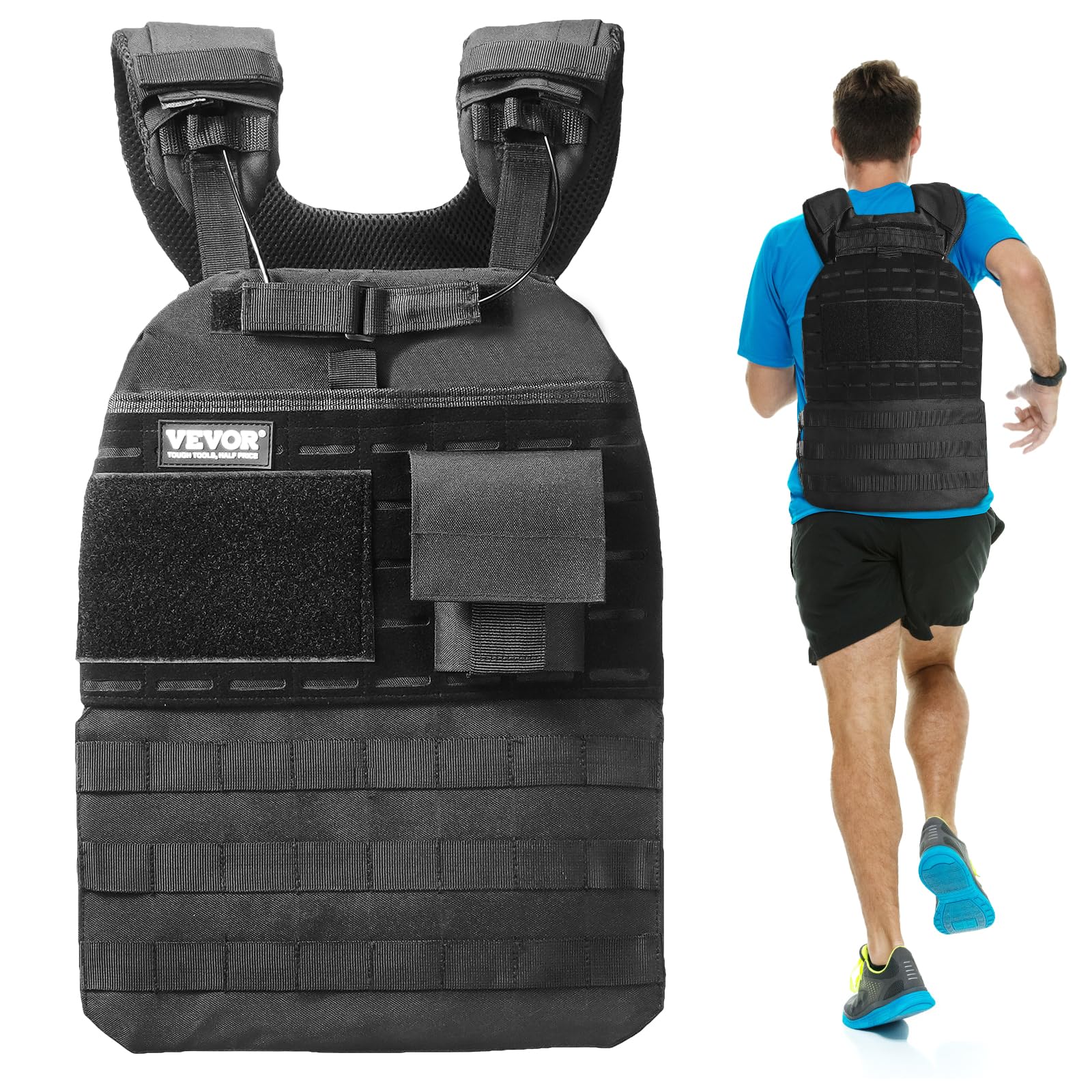 Photo 1 of **WEIGHT PLATES ARE NOT INCLUDED**VEVOR Adjustable Weighted Vest, 11-20lb/20-32lbs/35lbs/40lbs Weight Vest with 6 Ironsand Weights and Reflective Stripe, Workout Equipment for Strength Training Running Jogging