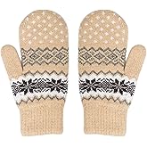 INOGIH Women Winter Outdoor Warm Mittens Gloves - Thermal-Lining Knit-Gloves for Outdoor Cold Weather