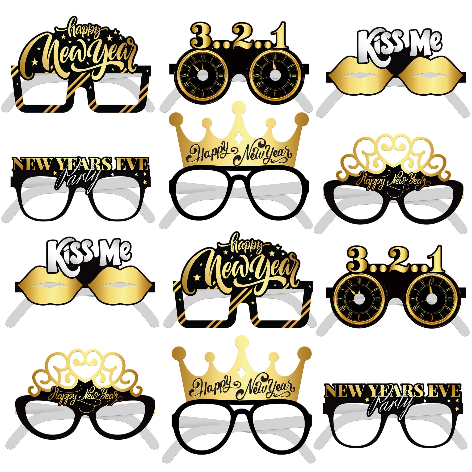 KatchOn New Years Glasses 2025 - Pack of 12 | Happy 2025 Eve Decorations | NYE Party Supplies