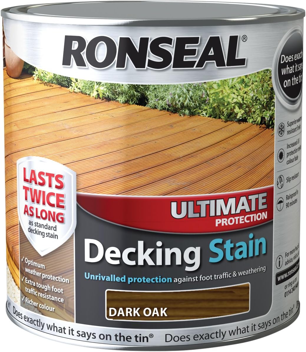 RONSEAL UDSDO25L 2.5 Litre Ultimate Protection Decking Stain - Dark Oak, 2.5L
