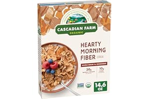 Cascadian Farm Organic Hearty Morning Fiber Cereal, Made with Whole Grain, 14.6 oz