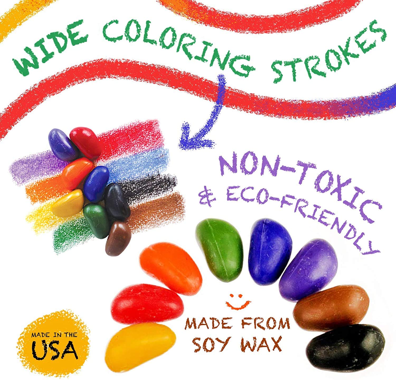 Crayon Rocks, Crayons in a Rock Shape, 32 Count, Tripod Grip Made for Handwriting Development in Kids and Toddlers, Fun & Educational, Creative Activity, Comes in a Muslin Bag - 32 Colors