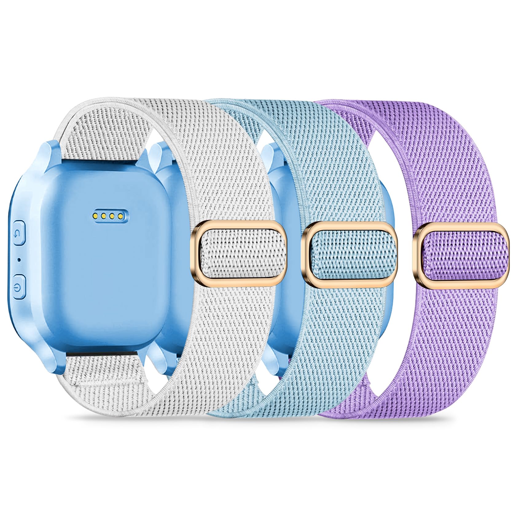 Folavii 3 Pack Stretchy Nylon Compatible with Gizmo Watch Adventrue 3 3 2 1/Gabb Watch 3e 3 2 1/SyncUP & Cosmo JrTrack 5/4/3/2 SE/2/JrTrack Band, 20mm Solo Loop Soft Strap for Boys Girls