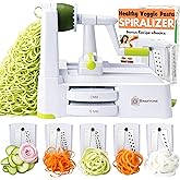 Brieftons 5-Blade Vegetable Spiralizer & Veggie Noodle Maker: Japanese 420-Grade Steel Blades for Zucchini Pasta, Sweet Potat