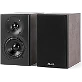 NEUMI Silk 4 Compact 2-Way Bookshelf Speakers, Stereo Pair, Home, Office, Theater Surround Sound, 4 Inch Woofer, 1 Inch Silk Dome Tweeter w/Waveguide, Rear Ported, Light Brown and Black